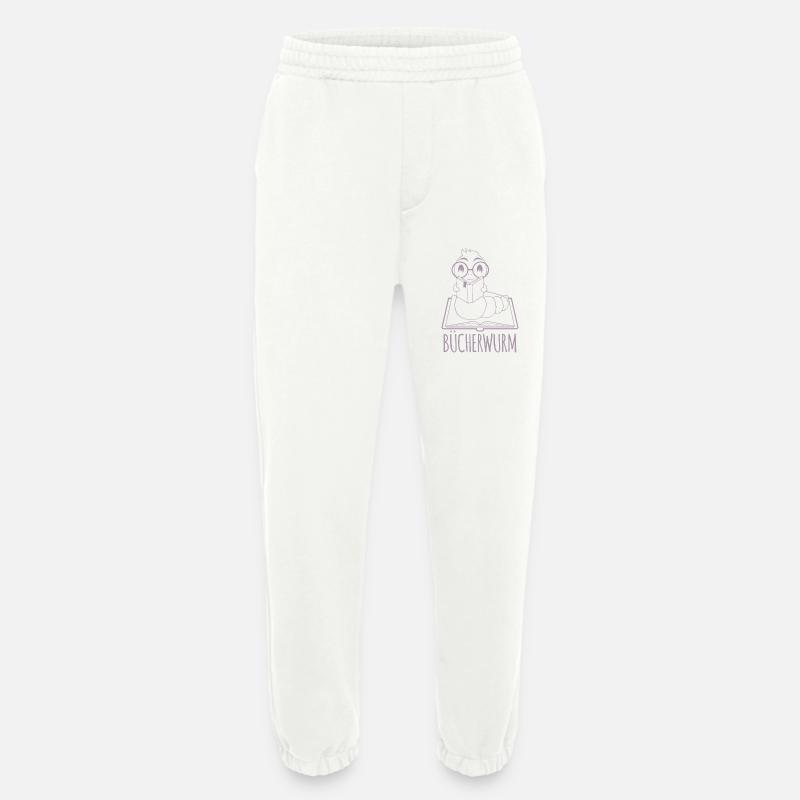 Bücherwurm Silhouette Minimalistisch Nerd - Heavyweight Jogginghose - made by SPREAD - OFF WHITE