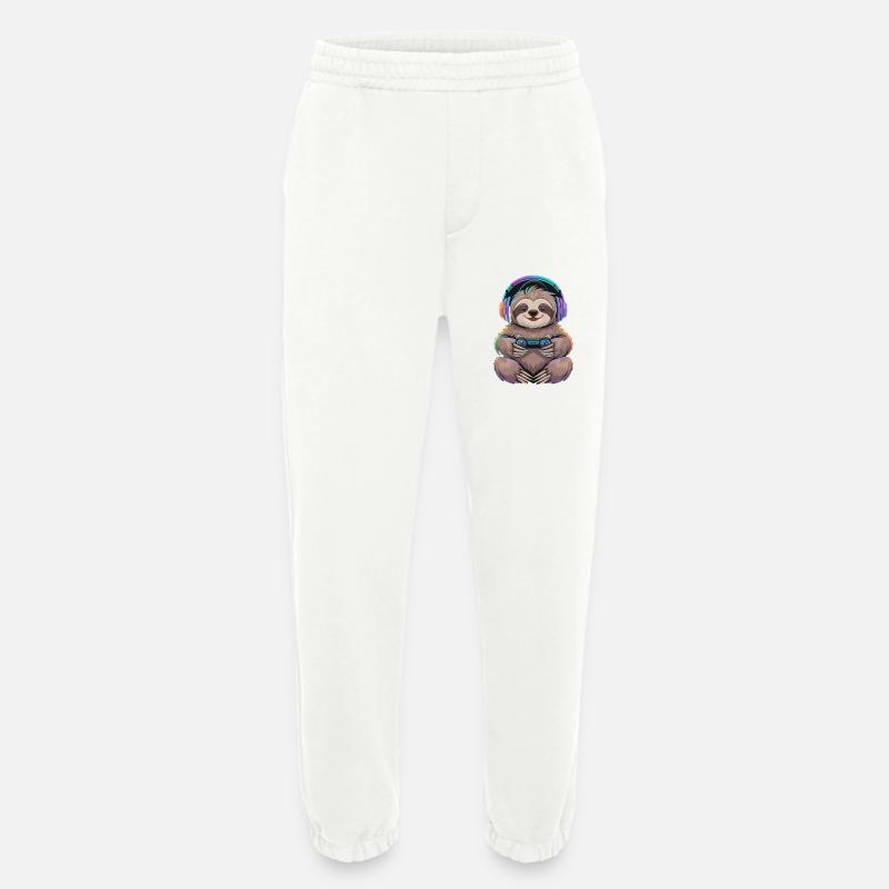  Faultier Gamer Mit Controller Und Bunter - Heavyweight Jogginghose - made by SPREAD  - OFF WHITE