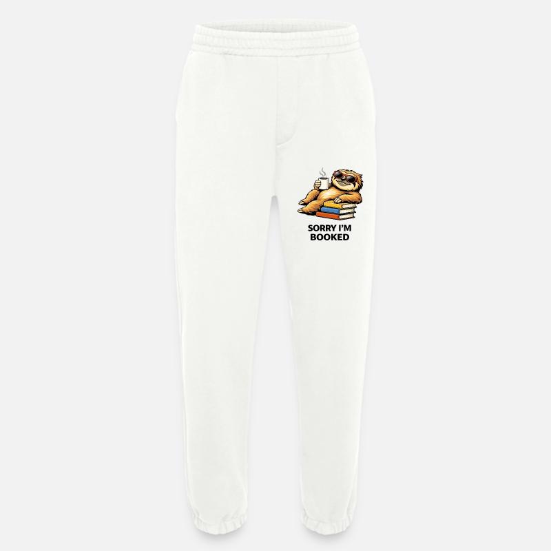 Cozy Sloth Reading Stack - Heavyweight Jogging Pants - made by SPREAD  - OFF WHITE