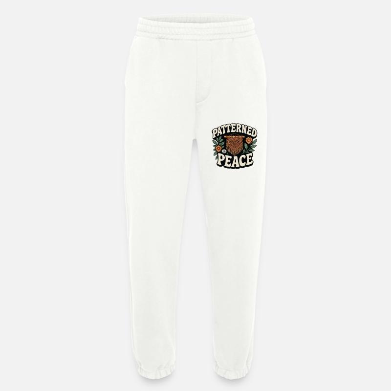 Patterned Calm | Macrame Boho - Heavyweight Jogging Pants - made by SPREAD  - OFF WHITE