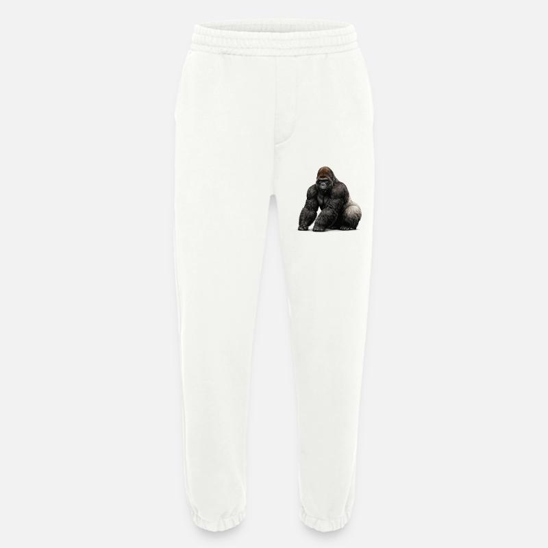 Gorilla Dyreliv Dyr - Heavyweight Organic joggebukse produsert i EU - OFF WHITE