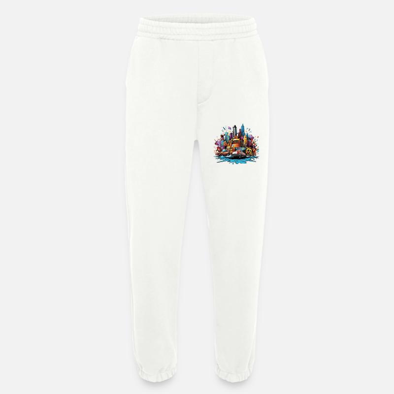 Bunte Stadtsilhouette mit Autos - Heavyweight Jogginghose - made by SPREAD  - OFF WHITE