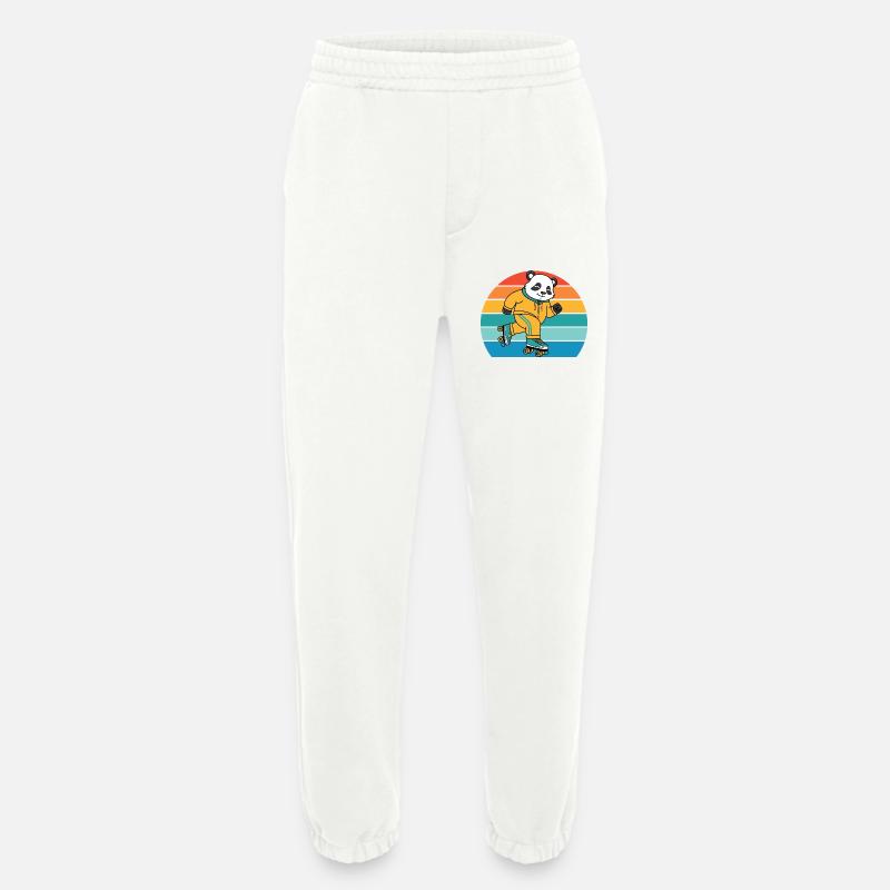 Retro-Panda auf Rollschuhen - Heavyweight Jogginghose - made by SPREAD  - OFF WHITE