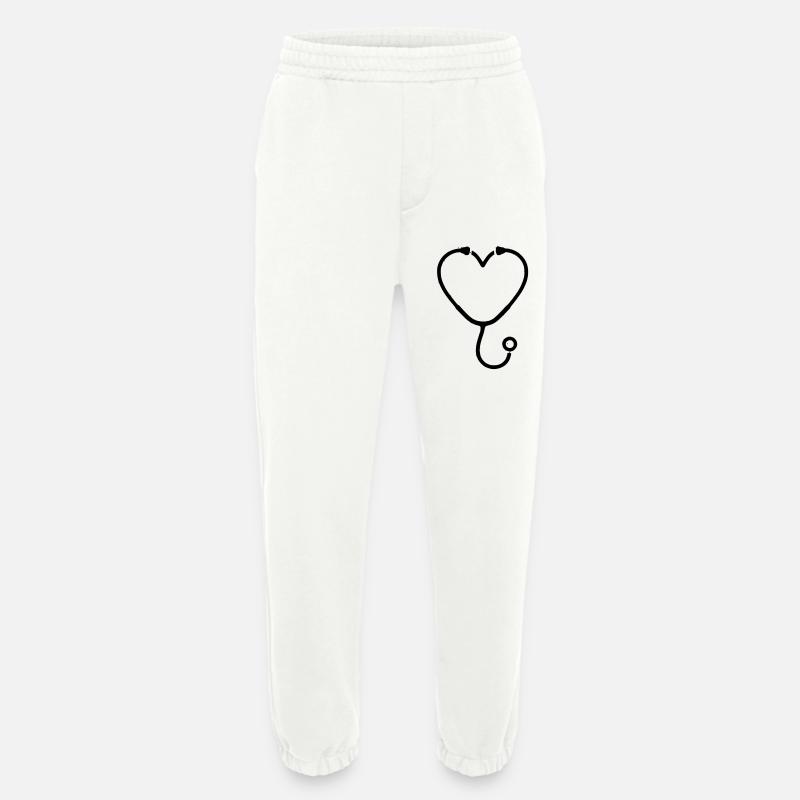 Stethoskop Herz Medizin Outline - Heavyweight Jogginghose - made by SPREAD  - OFF WHITE