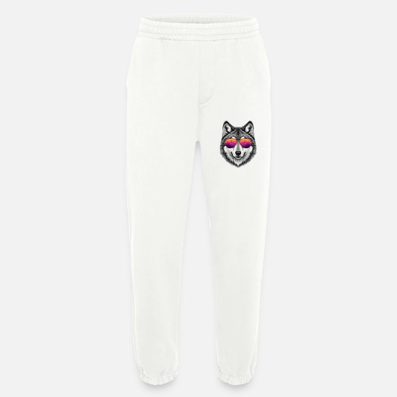 Cool Wolf with Sunglasses Graphic Tee - Heavyweight Jogging Pants - made by SPREAD  - OFF WHITE