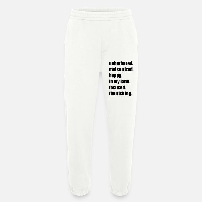 Uforstyrret Glad Fokuseret Blomstrende Meme Mantra - Heavyweight organic joggingbukser made in EU - OFF WHITE