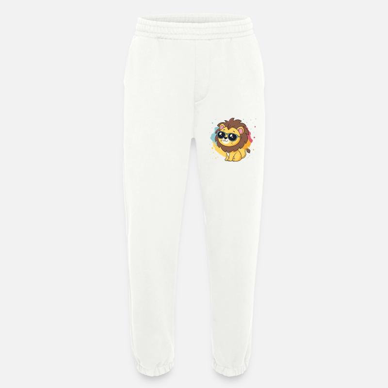 Bunter Löwe mit Brille - Heavyweight Jogginghose - made by SPREAD  - OFF WHITE