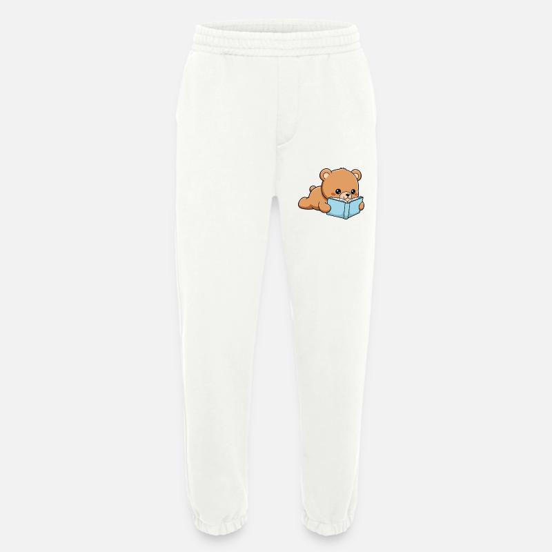 Libro Orso Buffo Libro che legge - Pantaloni sportivi ecologici Heavyweight Made in UE - OFF WHITE