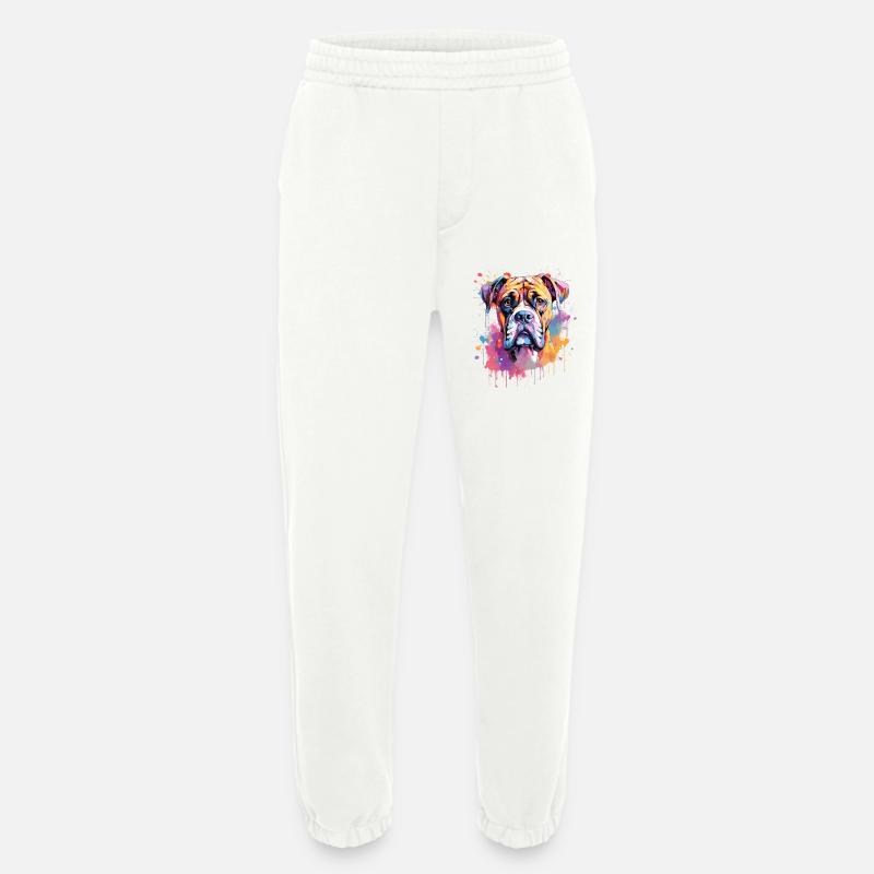 Boxer Bunte Hund Splash Art - Heavyweight Jogginghose - made by SPREAD - OFF WHITE