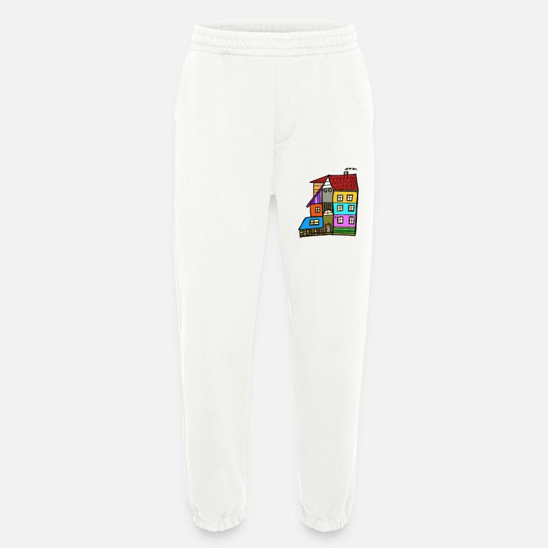 Bunte Häuser Haus Immobilie Eigenheim  - Heavyweight Jogginghose - made by SPREAD  - OFF WHITE
