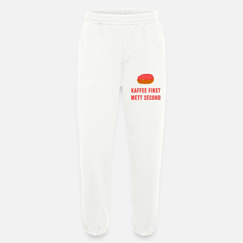 Coffee first Mett second Breakfast Mettbrötchen - Heavyweight Jogging Pants - made by SPREAD  - OFF WHITE
