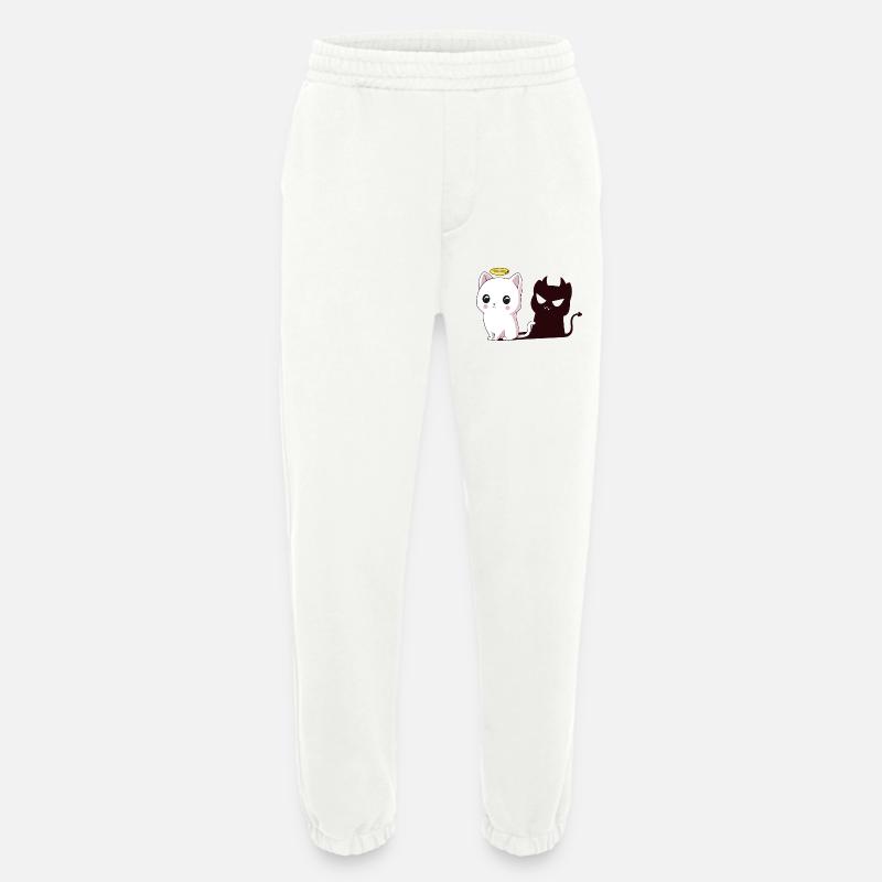 Kawaii Angel Cat with Devil Shadow - Heavyweight Jogging Pants - made by SPREAD  - OFF WHITE