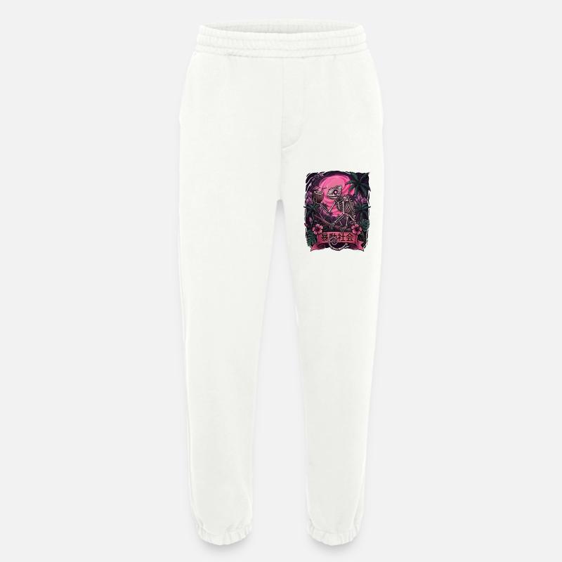 Skeleton in Neon Jungle With Chameleon - Heavyweight Jogging Pants - made by SPREAD  - OFF WHITE