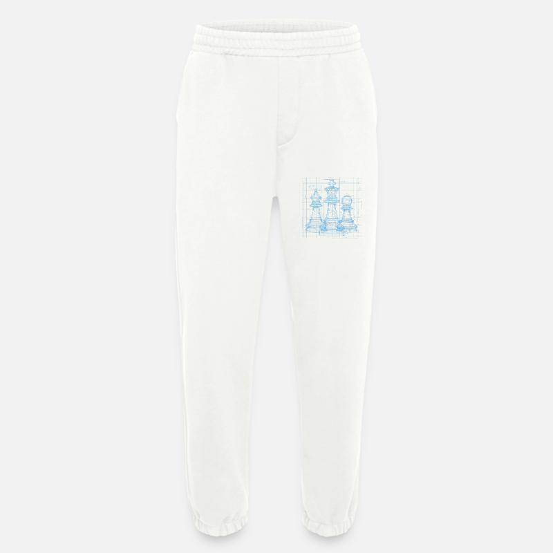 Cadeau Plan d’échecs pour hommes - Pantalon de jogging bio épais fabriqué en UE - OFF WHITE
