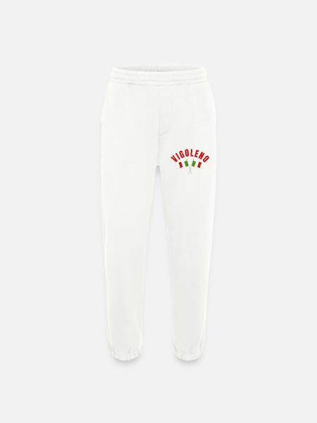 Vigoleno Crossed Italian Flags - Heavyweight Jogging Pants - made by SPREAD - OFF WHITE