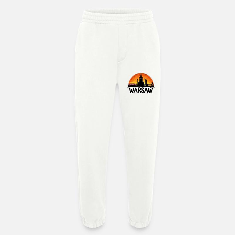 Coucher de soleil sur Varsovie - Pantalon de jogging bio épais fabriqué en UE - OFF WHITE