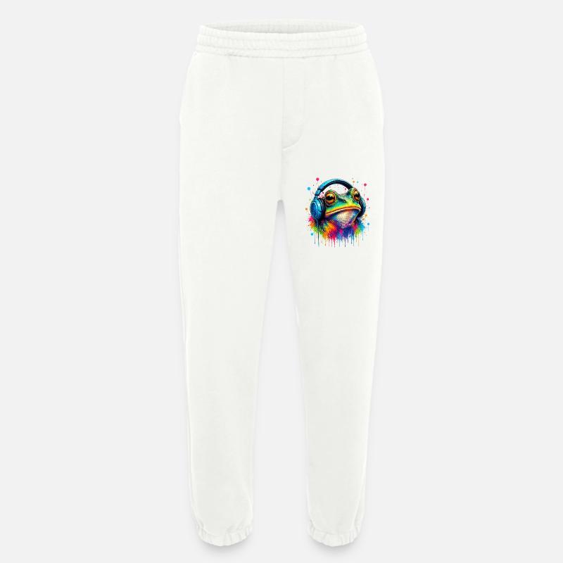 Farbexplosion Frosch mit Kopfhörern - Heavyweight Jogginghose - made by SPREAD  - OFF WHITE