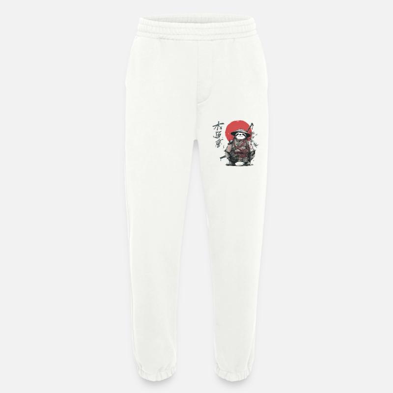 Sloth Samurai Under Red Sun - Heavyweight Jogging Pants - made by SPREAD  - OFF WHITE