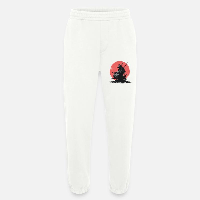 Wolf Samurai on Red Sun - Heavyweight Jogging Pants - made by SPREAD  - OFF WHITE