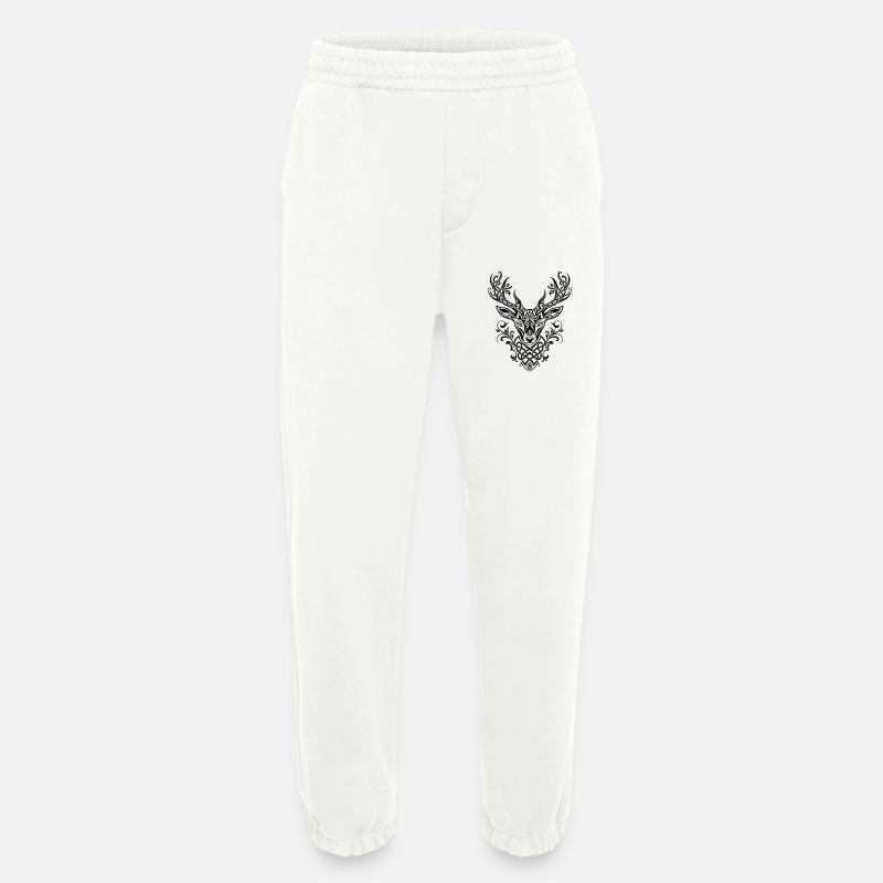 Celtic Deer Head Knot Pattern - Heavyweight Jogging Pants - made by SPREAD  - OFF WHITE