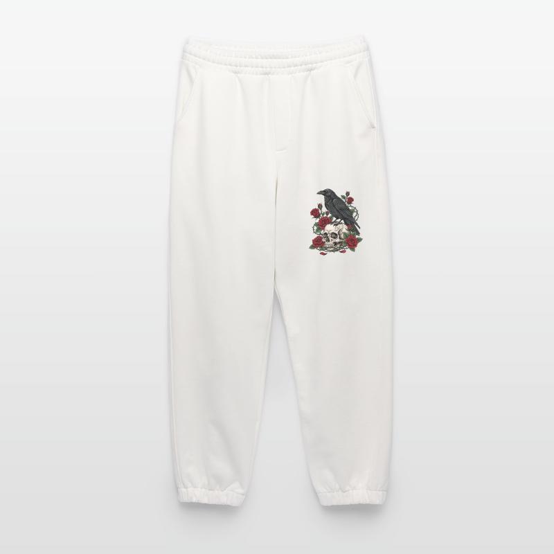 Mitternachtskrähe auf Totenkopfrosen Heavyweight Jogginghose - made by SPREAD 