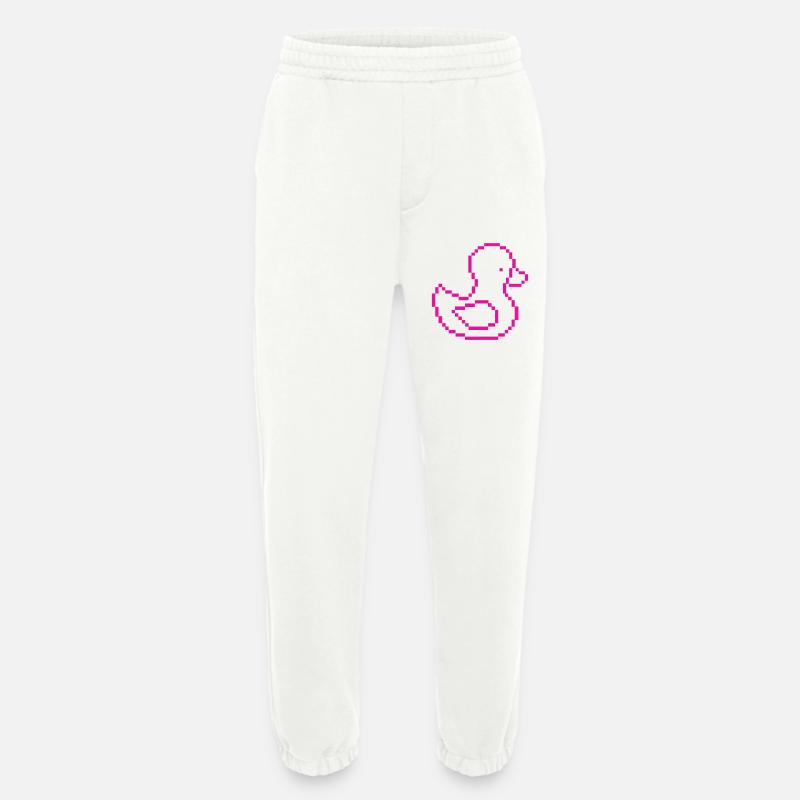Pixel Duck Pink Pattern - Heavyweight Jogging Pants - made by SPREAD  - OFF WHITE