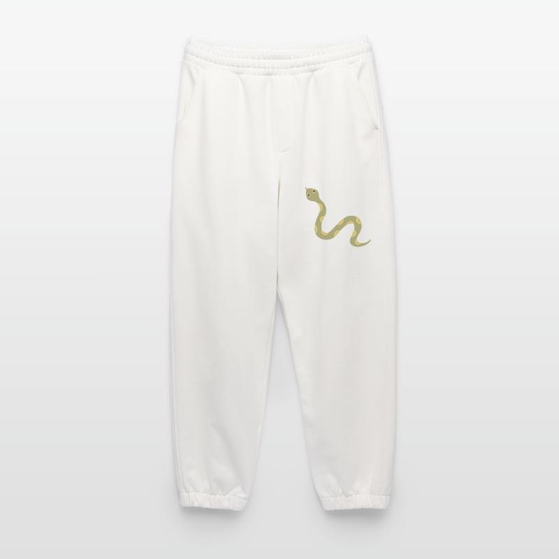 Olive Patterned Snake Illustration Heavyweight Jogging Pants - made by SPREAD 