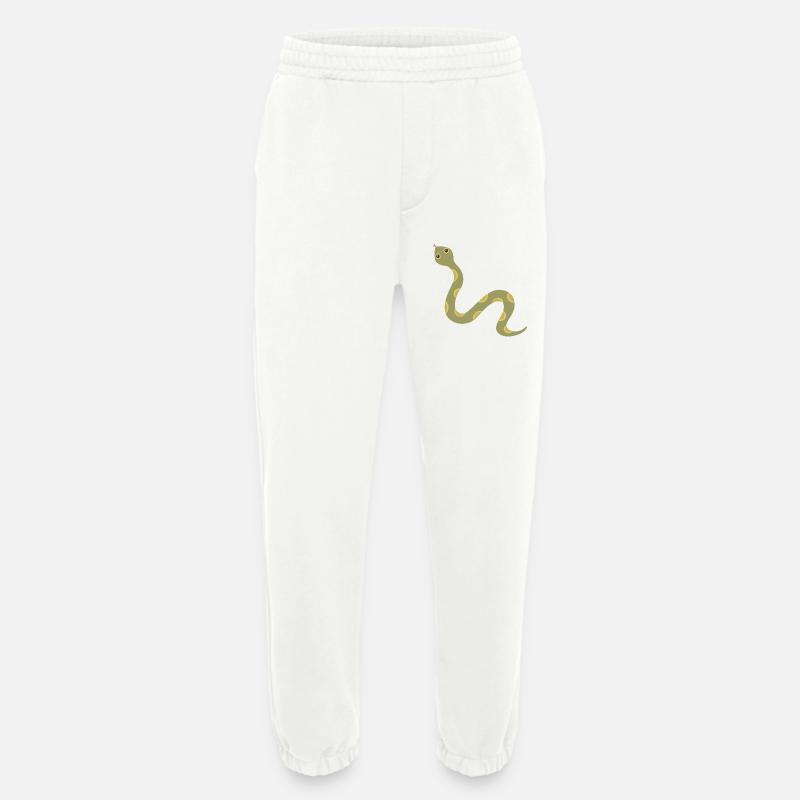 Olive Patterned Snake Illustration - Heavyweight Jogging Pants - made by SPREAD  - OFF WHITE