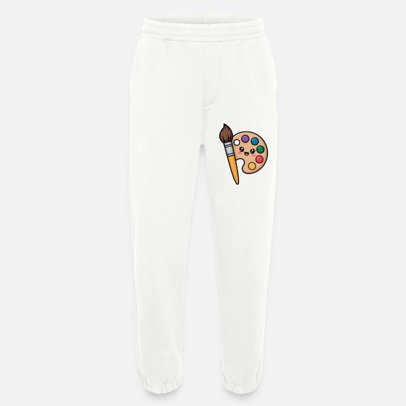 Painter Brush and Paint Palette - Heavyweight Jogging Pants - made by SPREAD  - OFF WHITE