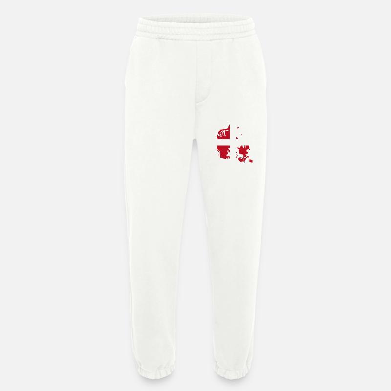Denmark Flag Map - Heavyweight Jogging Pants - made by SPREAD  - OFF WHITE