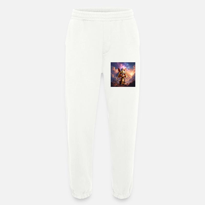 Pharaon Cat devant la pyramide - Pantalon de jogging bio épais fabriqué en UE - OFF WHITE