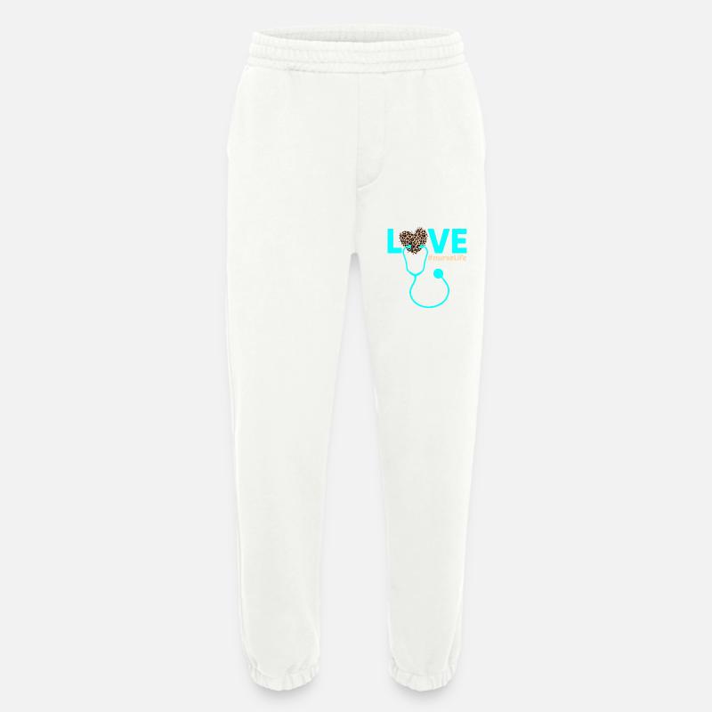 Love Nursing Leopard Heart - Heavyweight Jogging Pants - made by SPREAD - OFF WHITE