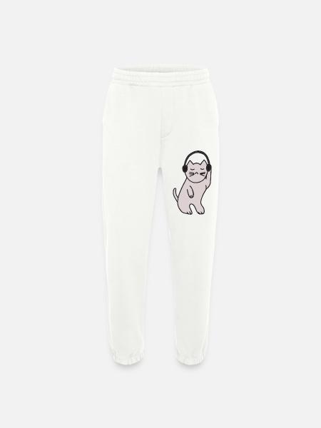 Cat disco queen - Heavyweight Jogging Pants - made by SPREAD - OFF WHITE