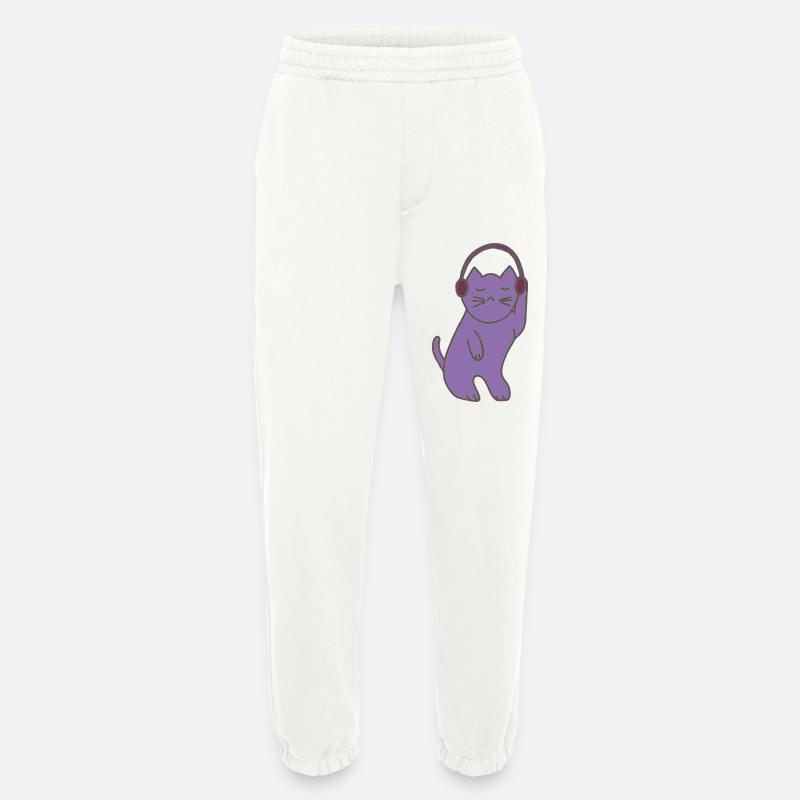 Lila Katzen mit Kopfhörer - Heavyweight Jogginghose - made by SPREAD - OFF WHITE