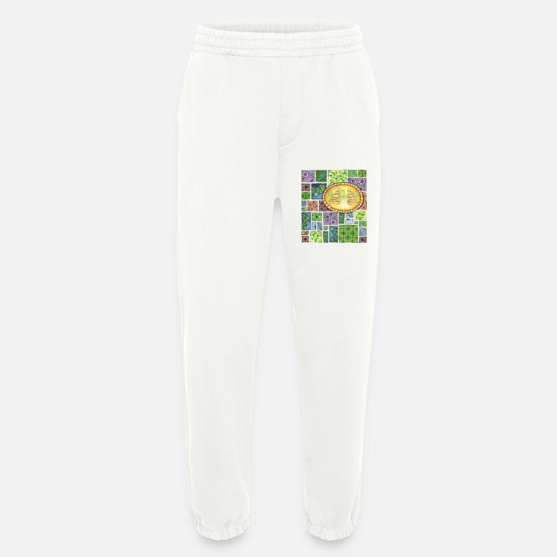 Bali temple on pattern patchwork - Heavyweight Jogginghose - made by SPREAD  - OFF WHITE