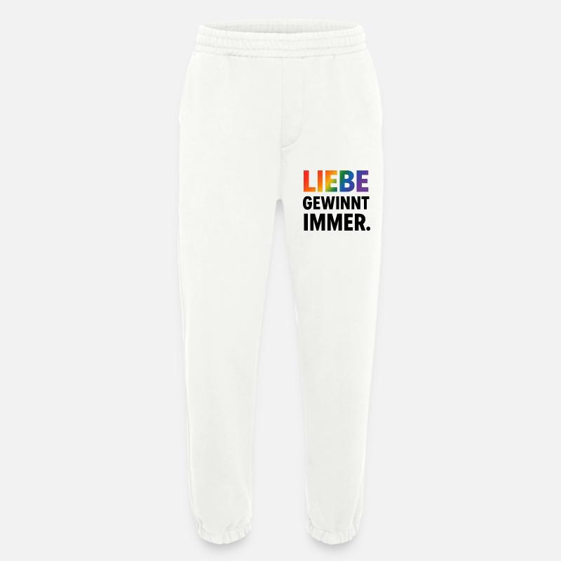 Regenbogen Spruch Liebe Gewinnt Immer - Heavyweight Jogginghose - made by SPREAD - OFF WHITE