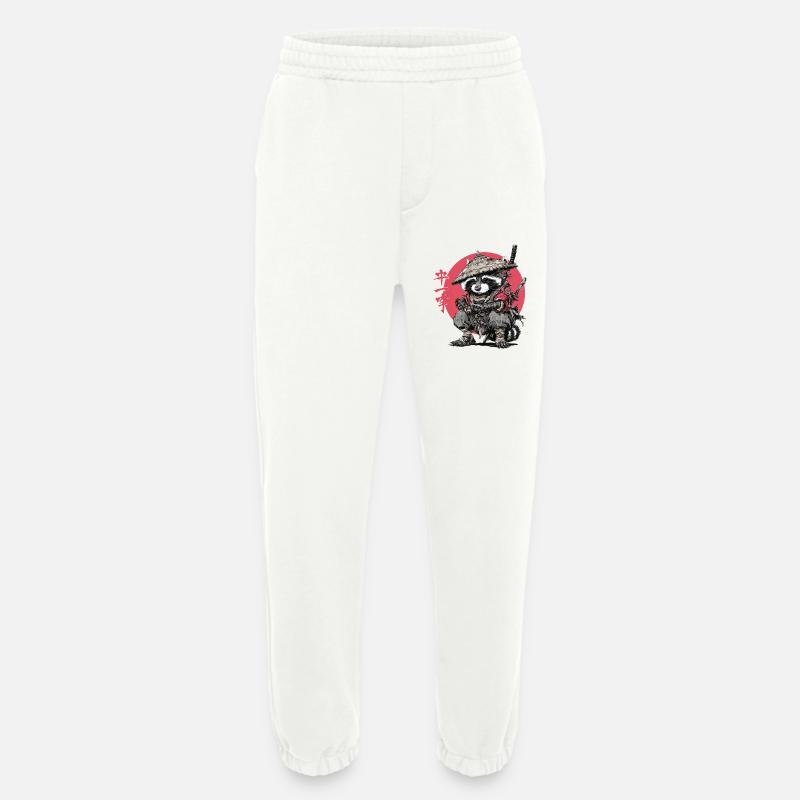 Raccoon Samurai in Red Circle - Heavyweight Jogging Pants - made by SPREAD  - OFF WHITE