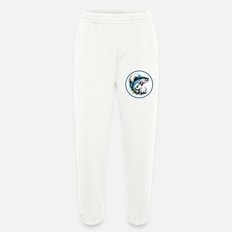 Jumping Salmon - Heavyweight Jogging Pants - made by SPREAD  - OFF WHITE