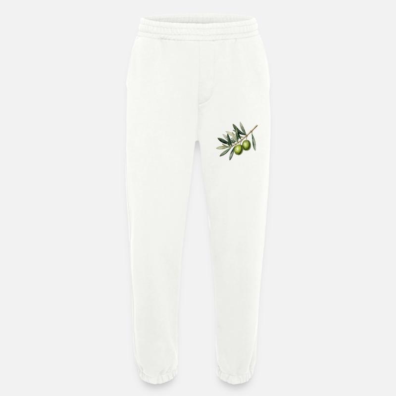 Botanical olive branch - Heavyweight Jogging Pants - made by SPREAD  - OFF WHITE
