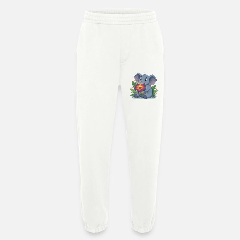 Elefant mit Hibiskusblüte - Heavyweight Jogginghose - made by SPREAD - OFF WHITE