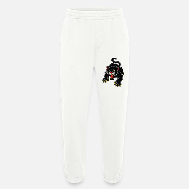 Leaping panther wild tattoo style - Heavyweight Jogging Pants - made by SPREAD  - OFF WHITE