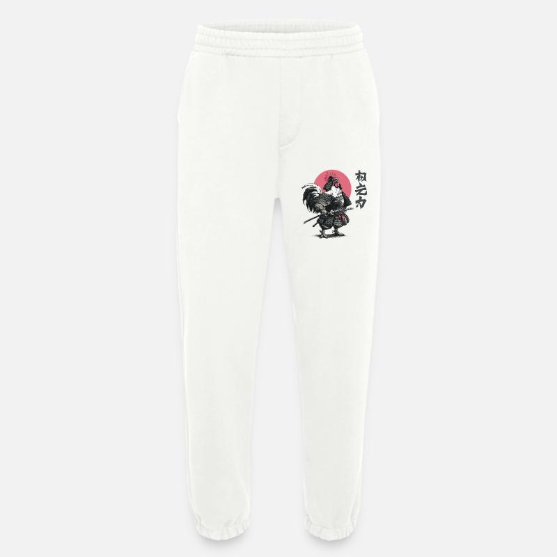 Rooster Samurai Armor Print - Heavyweight Jogging Pants - made by SPREAD - OFF WHITE