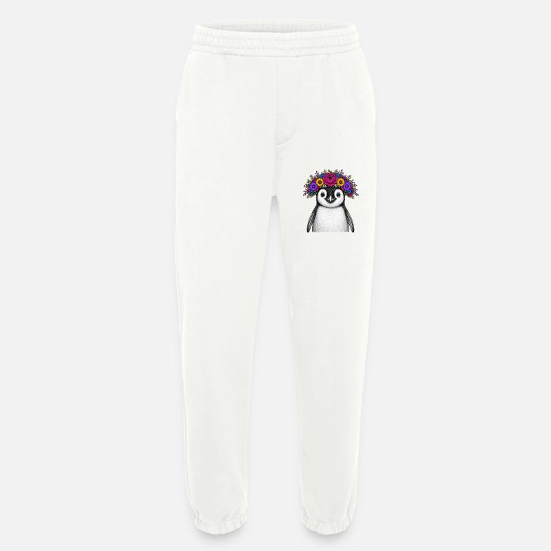 Pinguin mit Blumenkrone - Heavyweight Jogginghose - made by SPREAD  - OFF WHITE
