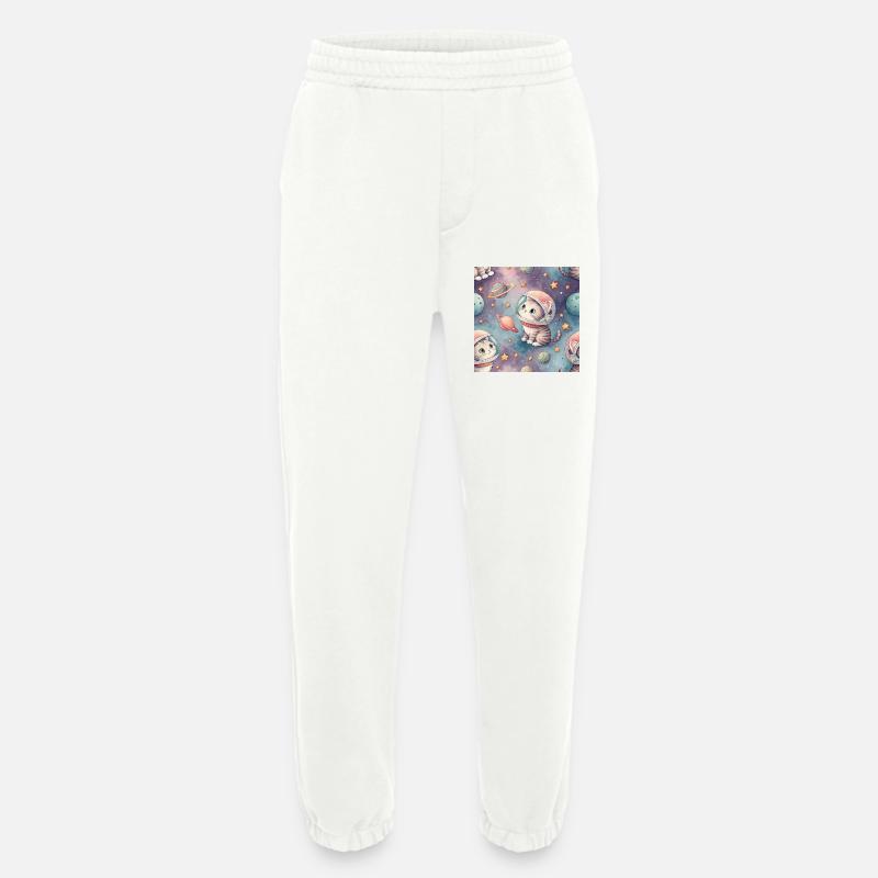 Cosmic Kitten in Orbit - Heavyweight Jogging Pants - made by SPREAD - OFF WHITE