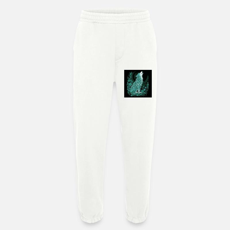 Mondwolf Linienstil mit Flora - Heavyweight Jogginghose - made by SPREAD - OFF WHITE