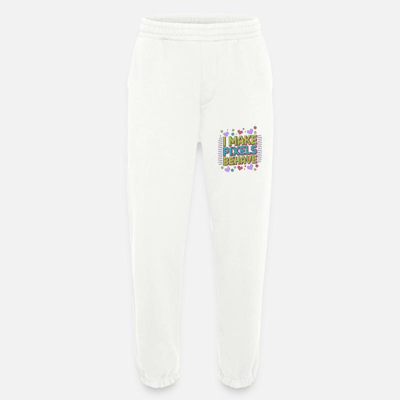 Graphiste Designer I Make Pixels Graphiste - Pantalon de jogging bio épais fabriqué en UE - OFF WHITE