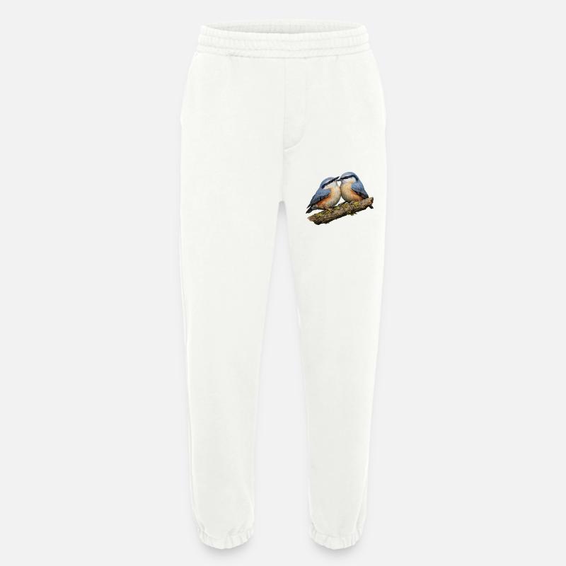 Two Nuthatches on Branch - Heavyweight Jogging Pants - made by SPREAD  - OFF WHITE