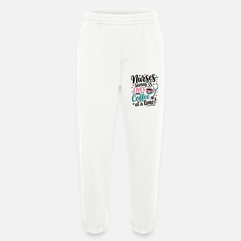 Kaffee rettet Leben Pflegekraft-Design - Heavyweight Jogginghose - made by SPREAD - OFF WHITE