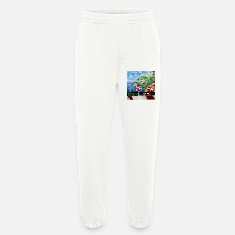 Meerblick_Ölgemälde_mit_cocktail - Heavyweight Jogging Pants - made by SPREAD  - OFF WHITE