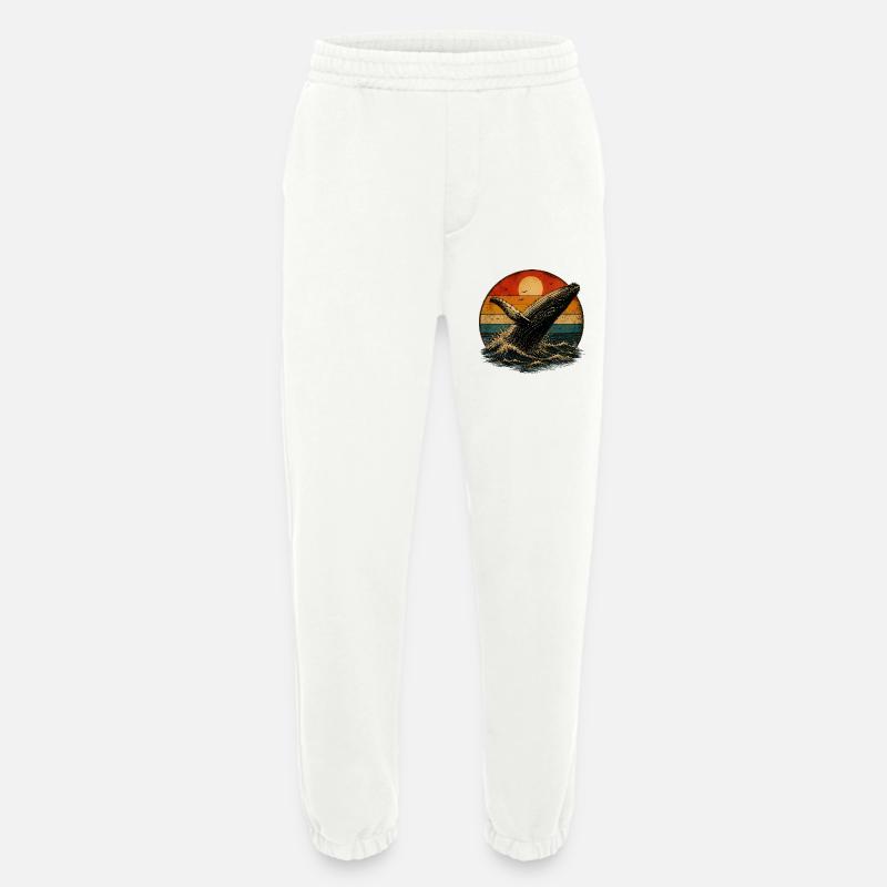 Whale in retro sunset - Heavyweight Jogging Pants - made by SPREAD  - OFF WHITE